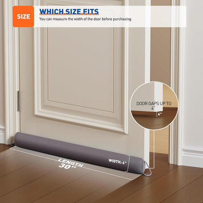 MAGZO Door Draft Stopper 36 Inches, Energy Saving, Gray | Weighted Sound Proofing for Door Draft Blocker, Under Door Gap Filler with Machine Washable Fabric