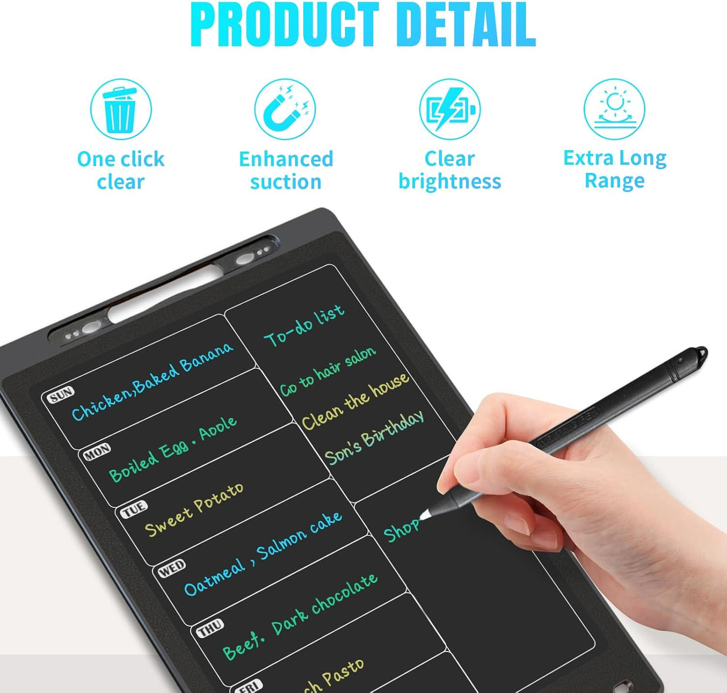 Magnetic Weekly Chore Chart for Adults, 9.8”×6.7” Small to Do List Dry Erase Board for Fridge Grocery Shopping Kitchen Menu Planning Whiteboard Refrigerator Digital Notepad Blackboard Meal Planner