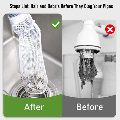 13 Pcs Washing Machine Lint Trap, Nylon Mesh Filter for Drain Hose | Easy Install Lint Catcher for Most Washers, Laundry Hair & Debris Catcher