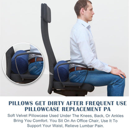 Remerry 2 Pcs Velvet Neck Roll Pillow Covers, 16 x 6 Inches, Navy Blue
