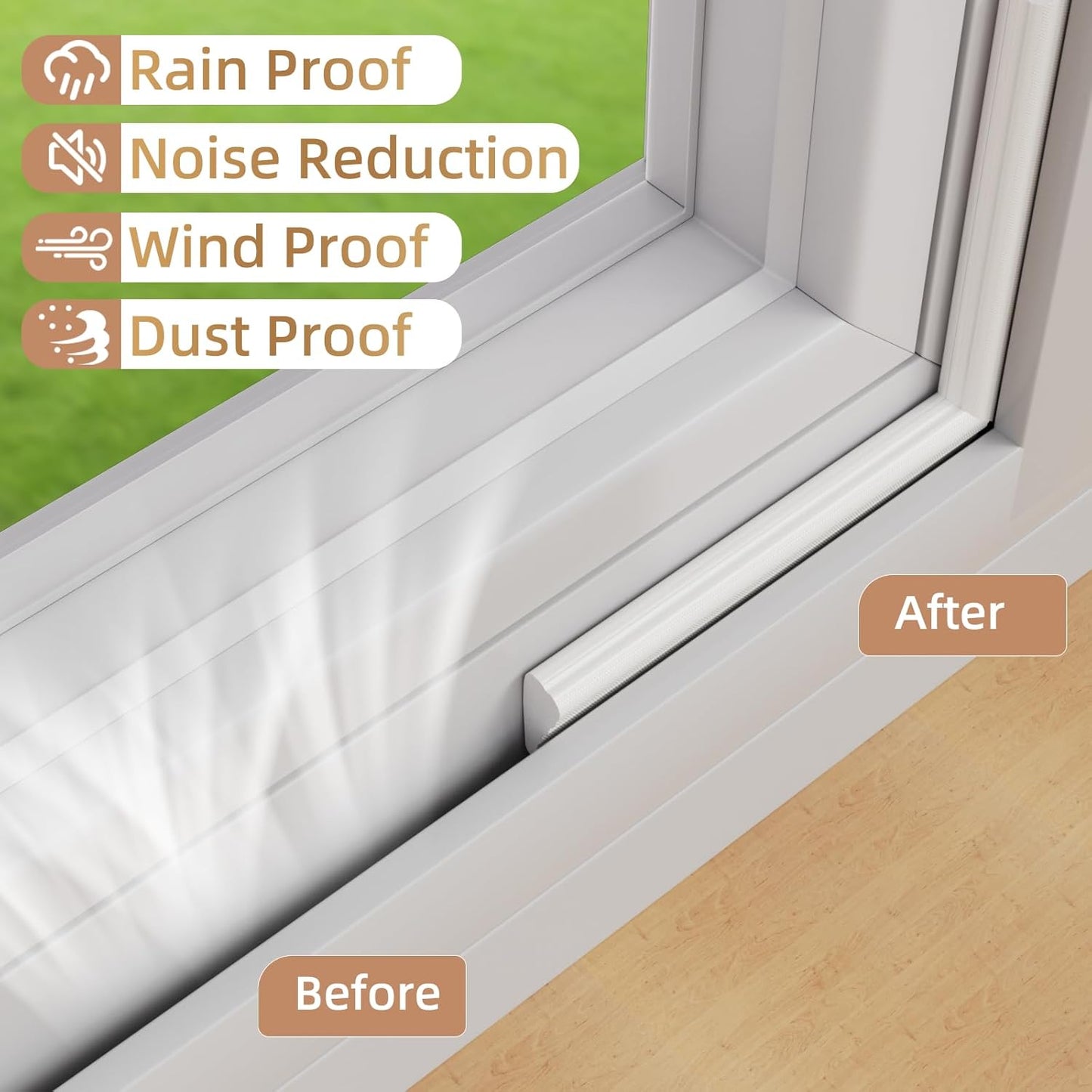 Kneelisa 118” Wedge-Shape Foam Window Weather Stripping Door Seal | Soundproofing Frame Winter Insulation Strip,Noise Cancelling Window Inserts,Door Gap Filler Light Blocker,White