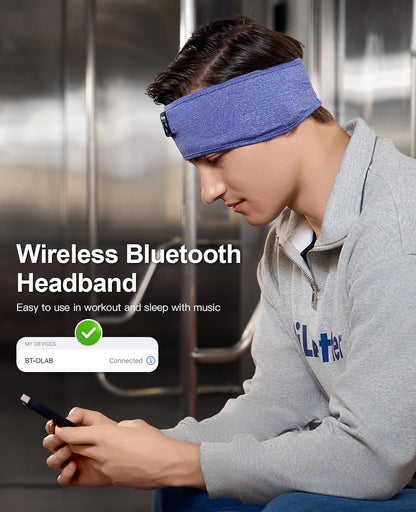 Perytong Sleep Headphones Bluetooth 5.4 Headband, Wireless Sleep Headphones with Ultra-Thin HD Stereo Speakers for Side Sleepers, Soft & Sweat Resistant Sport Headband for Yoga Travel Workout