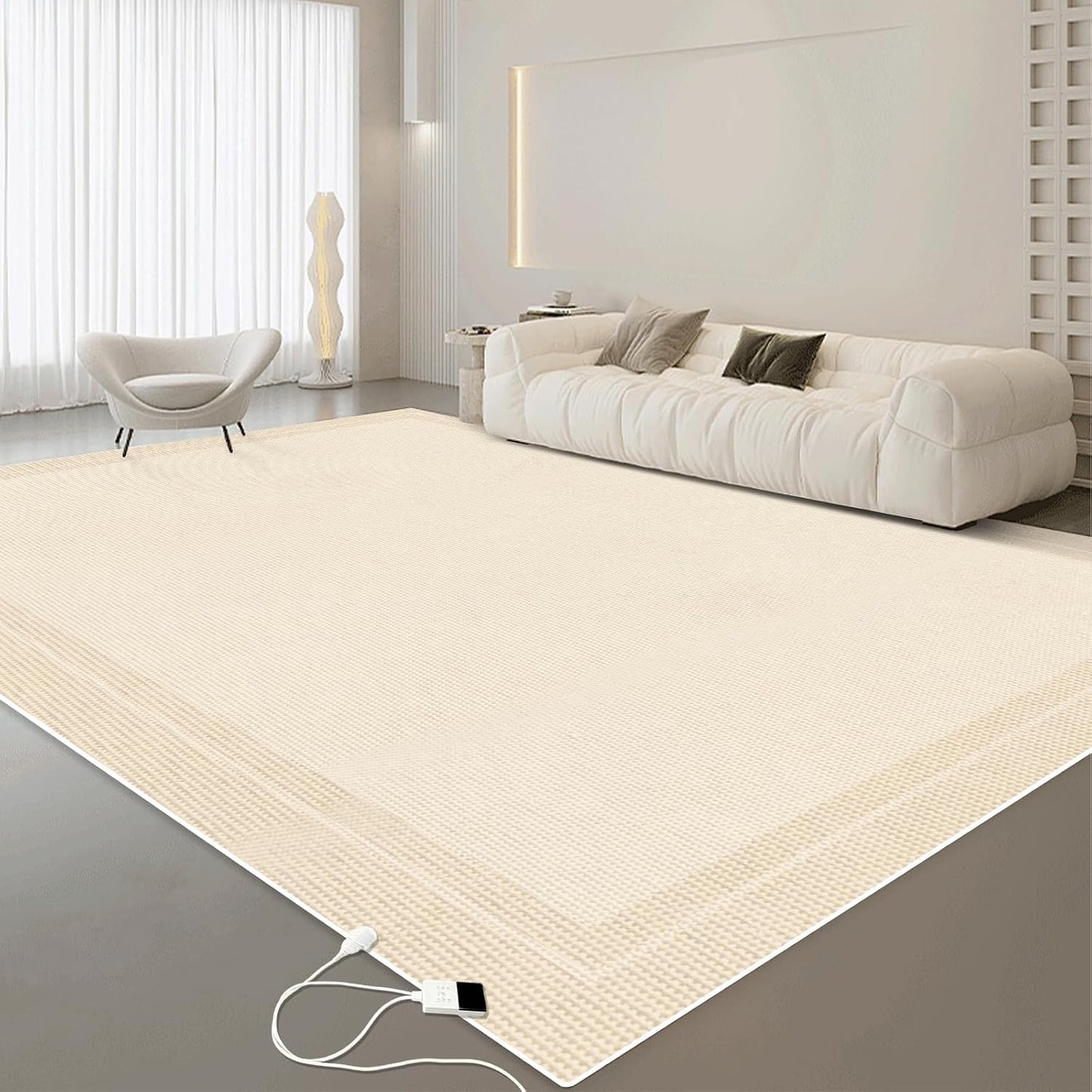 Electric Heated Carpet 35x55in Soft Plush Heating Rug 450W CX | Instant Warmth in 30s, 60 Heat Levels 12h Timer, Energy Efficient Safety Protection Ideal for Home Office Playroom 120V