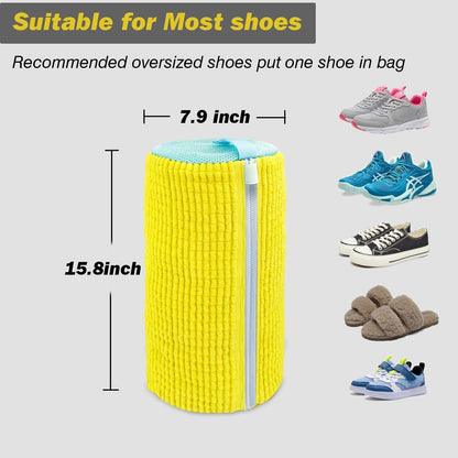 Shoe Washing Machine Bag,Laundry Shoe Bag for Washer and Dryer,Reusable Shoe Cleaning Bag for Sneakers,Tennis Shoes,With Self-locking Zipper, Microfiber Inside,Include Shoe Bag (Pro Grey - 1 Pack)