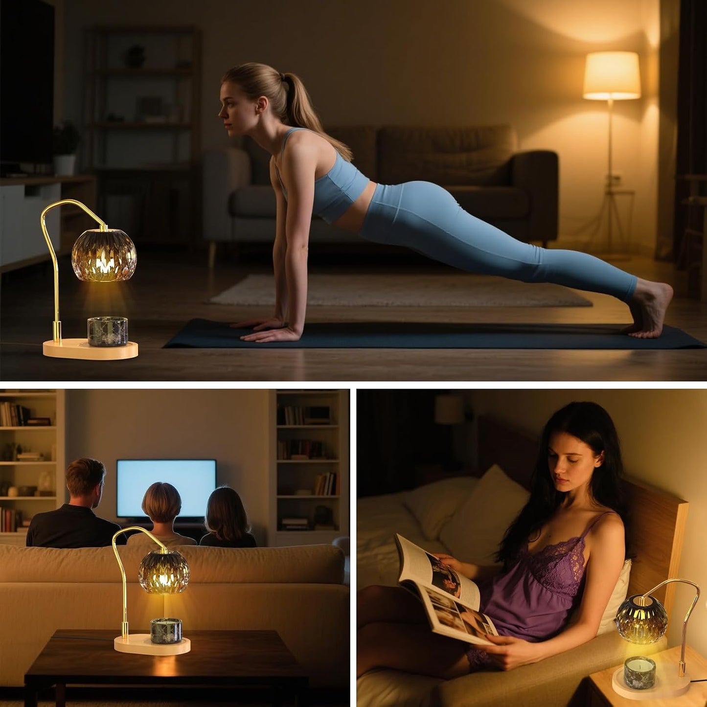 Modern Minimalist Wax Warmer for Jar Candles, Timer & Dimmer | Modern minimalist style. Timer & dimmer safe melt. 2 bulbs & heat-proof base. Perfect for living room, bedroom, or office.