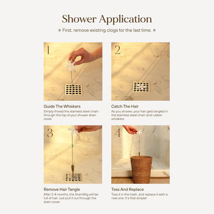 Shower Drain Hair Catcher – Disposable Bathroom Hair Trap, Easy to Install in Shower Drain Cover, Helps Prevent Clogs – As Seen on Shark Tank – Silver Flower (4-Pack)