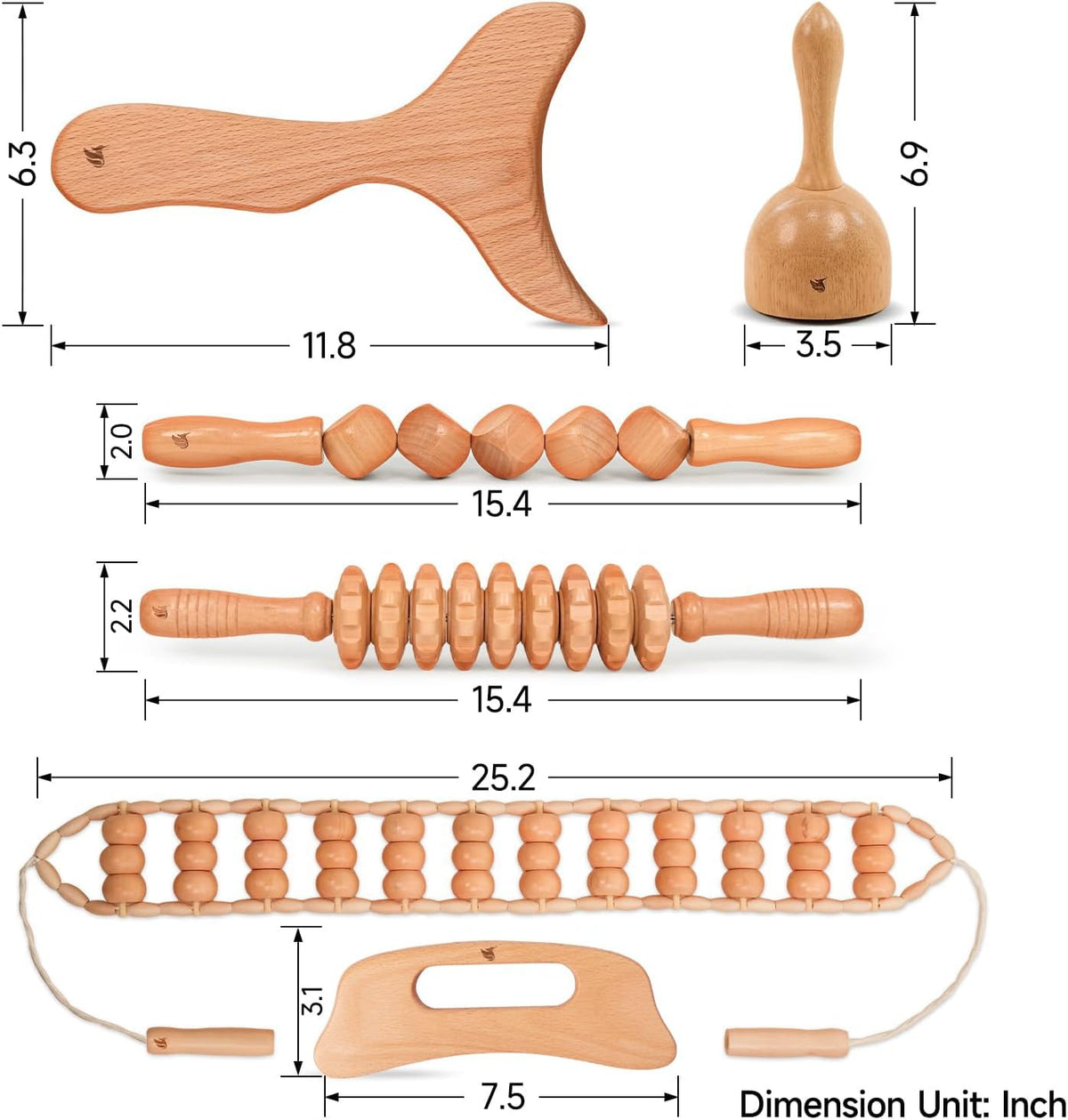 6 in 1 Wooden Massage Tool Set for Body Sculpting and Muscle Relief
