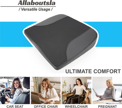 Allaboutsla Car Seat Cushion with Lumbar Support Pillow, Car Back Support | L-Shaped Ergonomic Memory Foam Seat Cushion, Car Seat Cushions for Driving, Driver Cushion and Back Support for Car, B&G