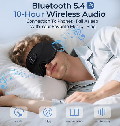 LC-dolida Sleep Headphones, White Noise Bluetooth Sleep Mask 3D Breathable Wireless Eye Mask for Timing, Sleep Mask with Bluetooth Headphones for Side Sleepers Travel Yoga, Cool Gadgets for Women Men
