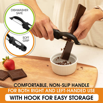 Spring Chef Swivel Potato Peeler for Kitchen w/ Soft Grip Handle, Mango | Premium Vegetable Peeler w/ Sharp Stainless Steel Blades, Multifunctional Food Peeler for Apple, Carrot, Cucumber, Fruit