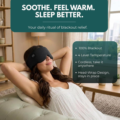Heated Eye Mask – Cordless Electric Warm Eye Compress for Dry Eyes, Stye & Eye Strain Relief – 4 Heat Settings, Rechargeable, Light-Blocking, Blackout, Washable Cover (Ocean Stone)