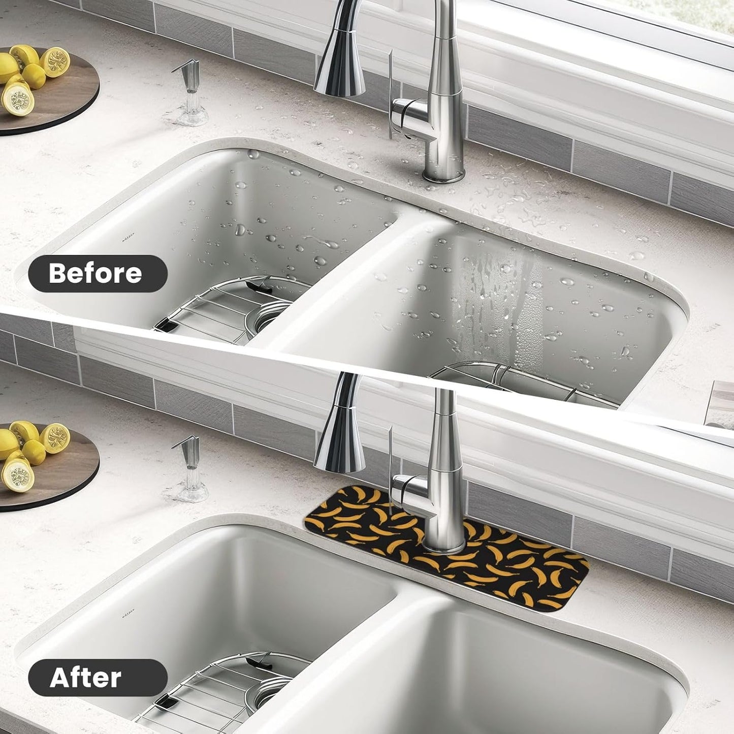 Abstract Flower Blooming Floral Watercolor Kitchen Sink Splash Guard Faucet Mat Super Absorbent Fast Drying Mat Sink Gadgets-Fast Drying Pad Sink Mat For Kitchen Bathroom (15" X 5.5" )