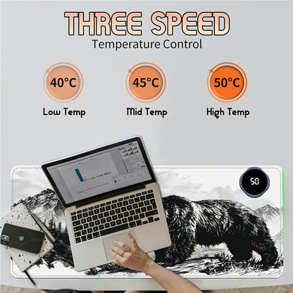 Heated Desk Pad Heated Large Mouse Pad, Electric Quickly Warm Desk Mat with 3 Levels Heating 3 Hours Auto Shut-Off, 31.5" x 13" Warm Gaming Mousepad Hand Foot Warmer, Baby Elephant