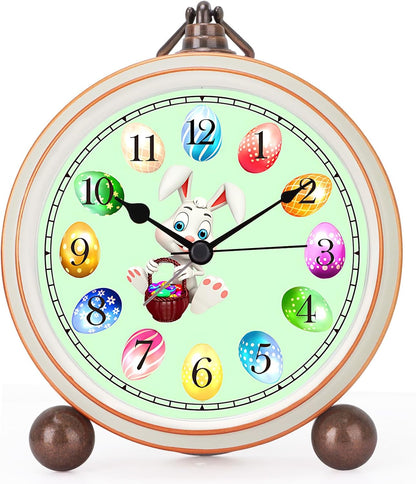 Maxspace 5.2in Analog Clock, Retro Silent Desk Clock Non-Ticking & Battery Operated with Quartz Movement,Clock Decor for Bedroom Living Room