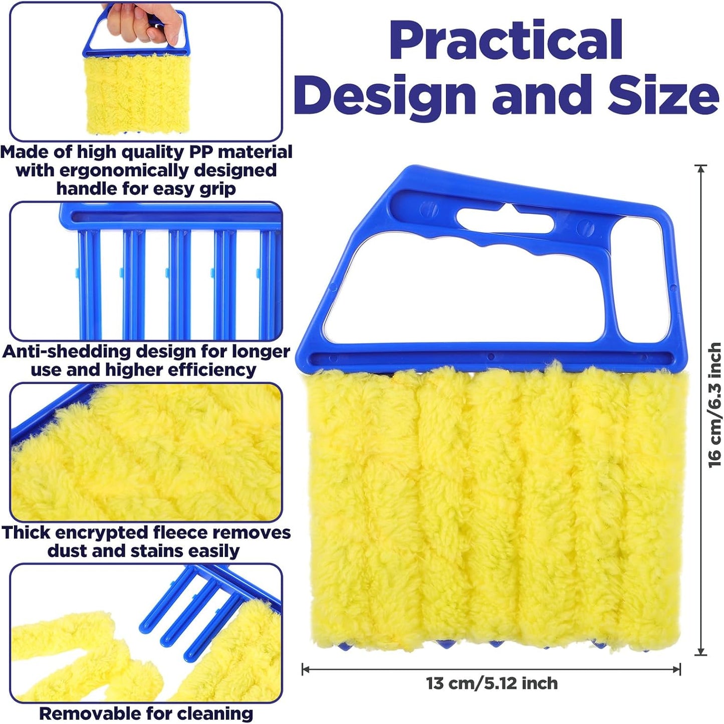 4 Pcs Blind Cleaner Tool 7 Finger Microfiber Window Blind Duster | for Cleaning, Washable, Mini Blinds Cleaner Duster Tool, for Cleaning Blinds, Ventilation Vents, Fans, and Air Conditioner