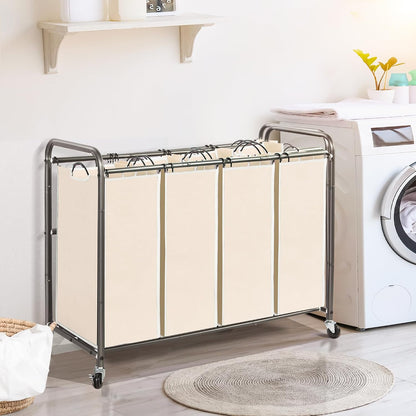 STO STO Laundry Sorter 3 Section, 3 Bag Clothes Hamper, Rolling Laundry Cart Basket with Heavy Duty Lockable Wheels and Removable Bag for Laundry Room, Bedroom, Closet, Black