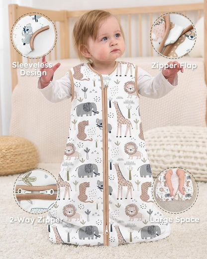 Yoofoss Baby Sleep Sack 0-6 Months Wearable Blanket for Babies 100% Organic Cotton 2-Way Zipper TOG 0.5 Toddler Sleeping Sack 3 Pack, Sleep Sacks