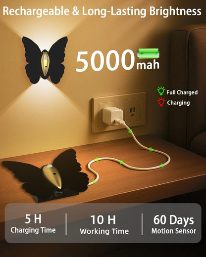 Eneru Motion Sensor Wall Sconce Set of 2, Rechargeable Wall Lights, Indoor