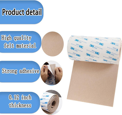Cuttable Felt Furniture Pads with Sticky Backing,40x4 inch Self Adhesive Felt Sheets,Heavy Duty Felts Strip Roll Felts Tape Protect Hardwood Floors No Scratches No Noise