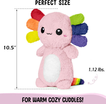 Axolotl Unscented 2Lbs Heating Pad for Neck Shoulders and Back Wrap Microwavable, Heatable 22.5" Cute Warm Stuffed Animals Neck Warmer - Axolotl Gifts for Women Girls and Kids