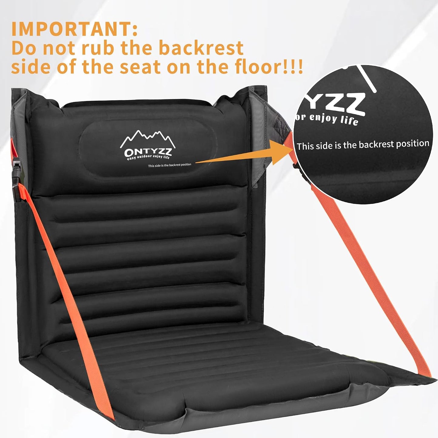 Stadium Seats with Back Support Inflatable Portable Folding Seat | Waterproof Cushion with Backrest for Sports Events Stadium and Camping, Black Heated Version