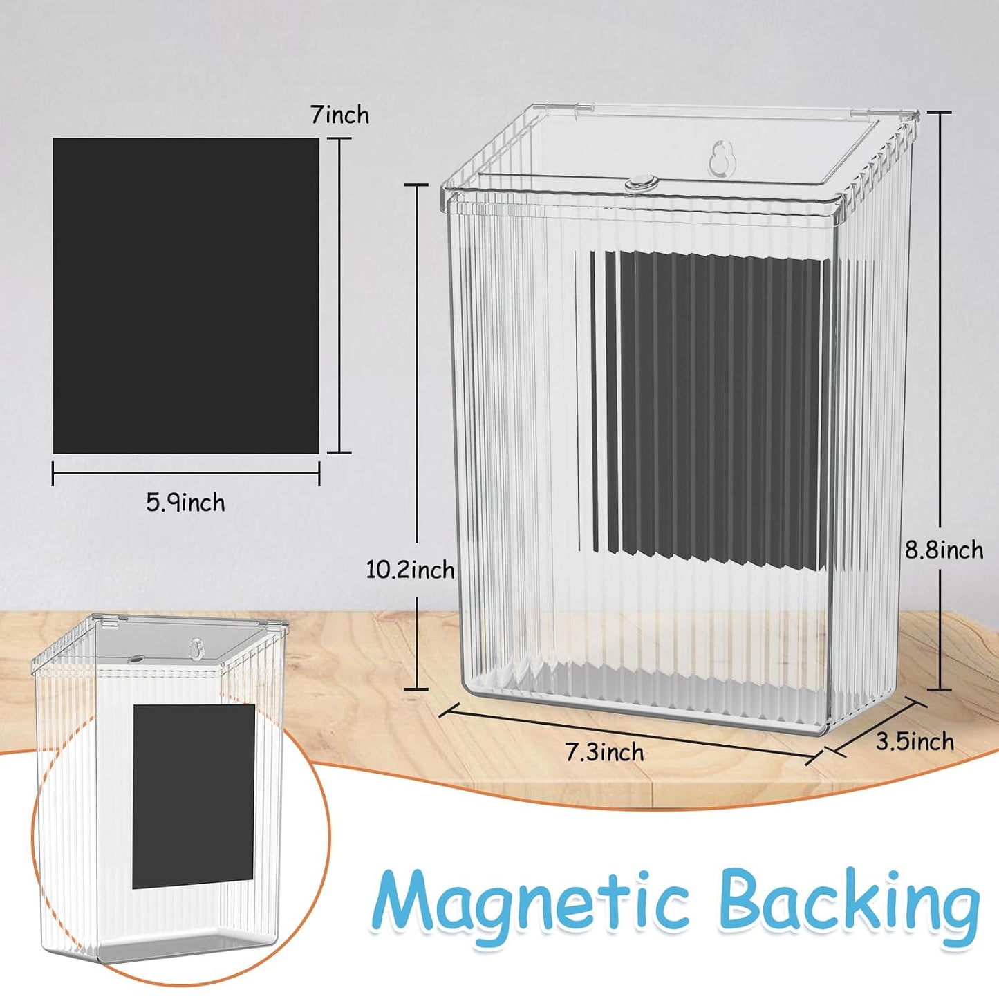 Sealegend Magnetic Trash Can with Lid, Space Saving Lint Bin Black | Wastebasket for Kitchen, Refrigerator, Cabinet, Bathroom & Laundry Room