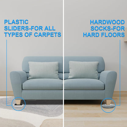 New Upgrade Furniture Sliders: Multi-Surface 3-in-1 Furniture Movers Slider | Heavy Moving Pads with 8PCS 4.3" Carpet Sliders + 4PCS Hard Floor Socks + 1 Lifter - Protect Floor and Easily Move Furniture