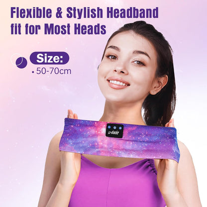 LC-dolida Sleep Headphones Bluetooth 5.4, Headband Headphones Earphones Wireless, Sleep Mask for Gifts,Workout,Jogging,Yoga(Purple)