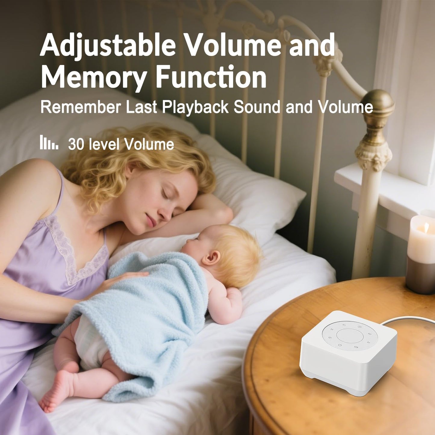 White Noise Sound Machine, Noise Machine for 20 Soothing Sounds, 2 Customizable Shortcut Buttons, Timer, Memory Function, USB-A Cable Included (Battery&Adapter NOT Included)for Baby, Kids&Adult(Black)