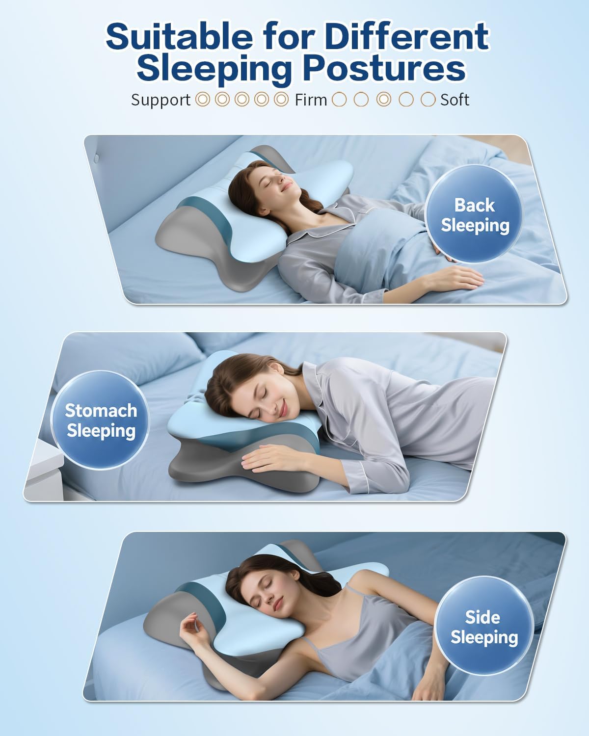 Cervical Neck Pillow for Pain Relief - Ergonomic Side Sleeper Pillow for Sleeping, Cooling Memory Foam Pillows for Neck Support, Orthopedic Pillow Contour Bed Pillow for Back Stomach Sleepers