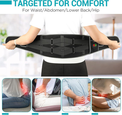 Comfytemp Cordless Heating Pad with Massager for Back, Gifts for Women Men | FSA Eligible HSA, Portable Lower Back Massager, Rechargeable Wireless Electric, Birthday Mom Dad Seniors 3 Heat 30mins, Grey