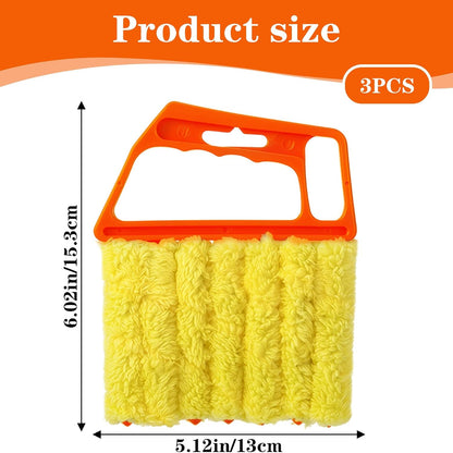 3 Pcs Window Blind Cleaner, Blind Duster for Wood Blinds 7-Finger Tool | for Venetian Blind & Air Conditioner Vents (Orange, Yellow, Blue)