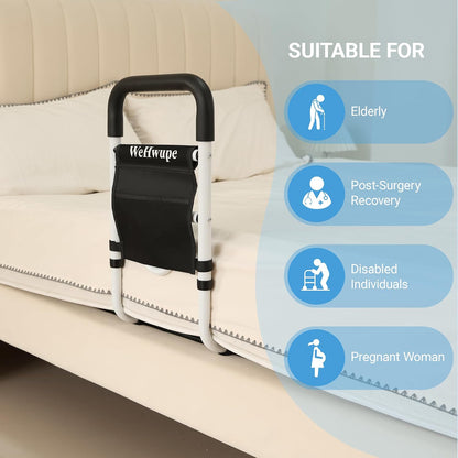Bed Rails for Elderly Adults Safety with Bedside Storage Pocket | Bed Assist Rail for Seniors, Upgraded ASTM Compliant Bedside Grab Bar for Fall Prevention, Fits Twin Queen King Beds