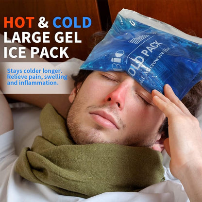 Ice Packs for Injuries Reusable Gel - Hot Cold Gel Ice Pack for Injury, Pain Relief, Rehabilitation - Flexible Ice Packs for Knee, Shoulder, Back, Neck, Wrist - 4.7" x 12.2"