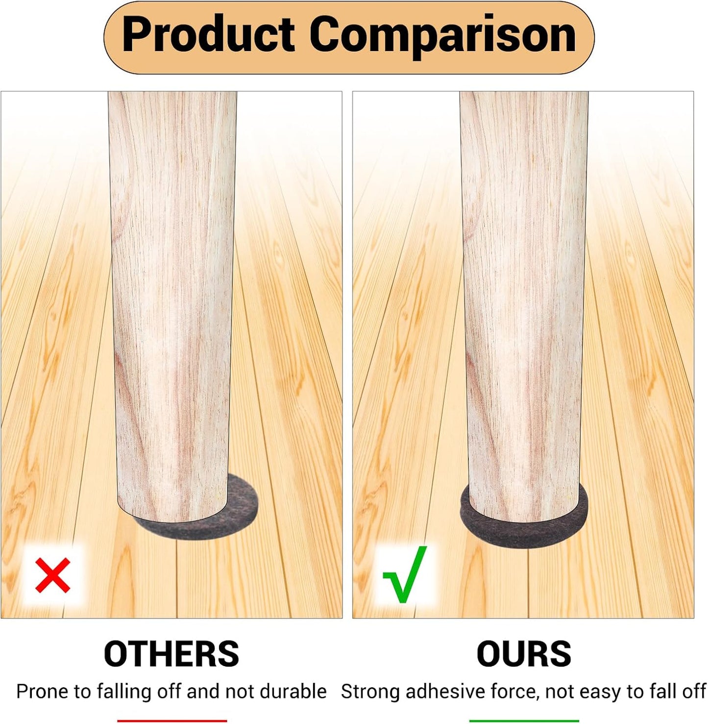 143-Piece Felt Furniture Pads, Anti-Scratch Furniture Felt Pads, Self-Adhesive Chair Leg Floor Protectors for Hardwood Floors, Brown and Beige, HOME MASTER HARDWARE