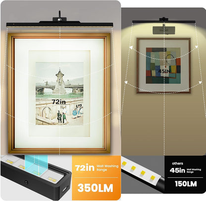 Picture Light for Wall, 12" Rechargeable Wireless Battery Operated Painting Lighting, Dimmable LED with Remote 3CCT for Wall Art Gallery Display (Black)