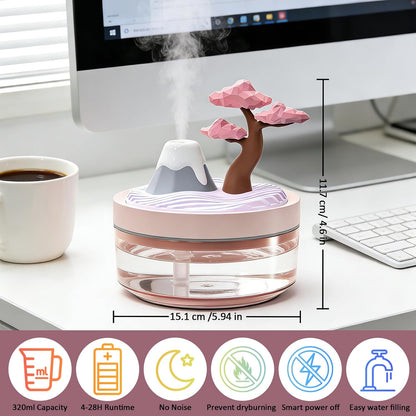 Cherry Blossom Cool Mist Humidifier, Whisper-Quiet Air Humidifier with Night Light for Nursery, Office, Home Decor