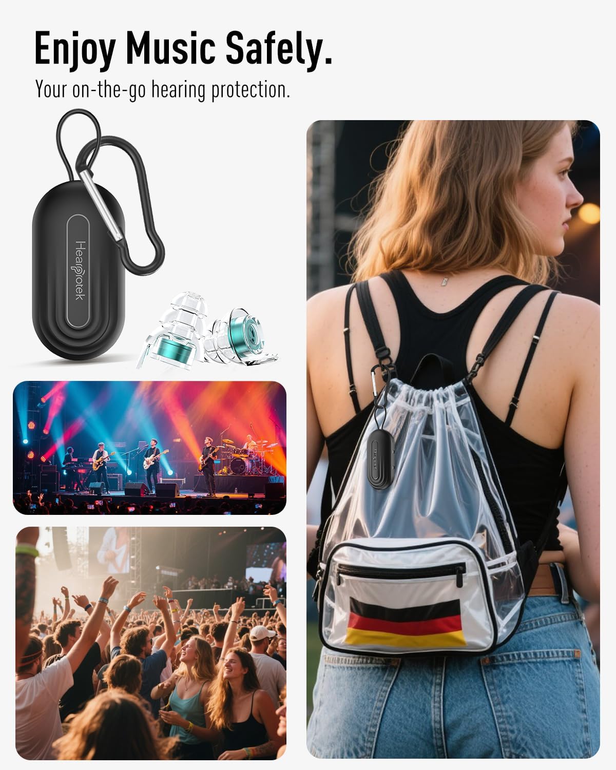 Hearprotek Concert Ear Plugs, 2Pairs Reusable high Fidelity Musician Ear Plugs for Concerts Loud Music-Noise Reduction Ear Protection earplugs for Rave,Festival,Music,Tinnitus Relief