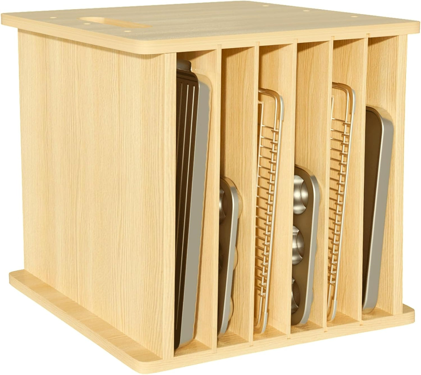 7 Tier Wooden Tray Dividers for Cabinets Cookie Sheet Organizer for Pot, Pans, Baking Tray Organizer for Kitchen Documents Storage(20" W x 16.5" H x 15.2" D)