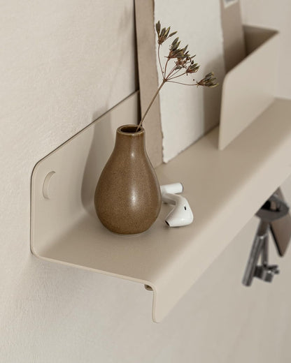 Kazai. Key Holder for Wall 'Holmsen' | Minimalist Key Hooks Design from Berlin | Modern Key Hanger with Metal Shelf | Key Hook Wall Mounted as Hallway Furniture | Sand Taupe