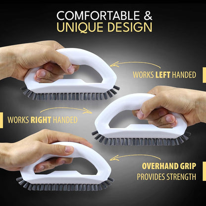 Grout Cleaning Brush Set (4 Pcs) Heavy Duty Hand Grout Scrub Brush & Detail Cleaning Brush Set for Baseboards,Floor, Corners, Shower, Bath Tub & Tiles