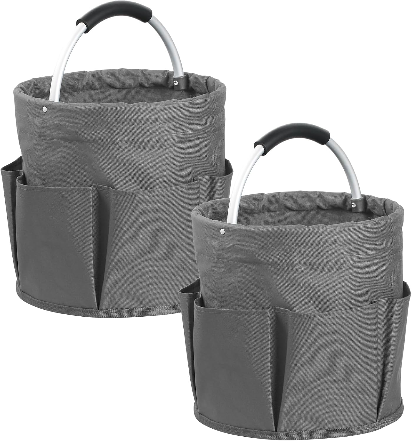 17L Cleaning Caddy with Handle and 6 Pockets, Foldable Cleaning Supply Caddy, Portable Shower Caddy in 600D Oxford Fabric, Multifunctional Storage Basket for Camping, Gardening, Black