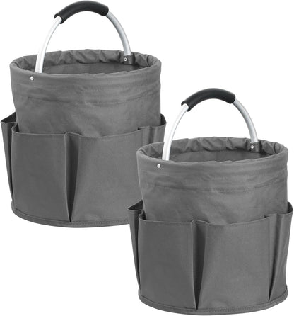 17L Cleaning Caddy with Handle and 6 Pockets, Foldable Cleaning Supply Caddy, Portable Shower Caddy in 600D Oxford Fabric, Multifunctional Storage Basket for Camping, Gardening, Black