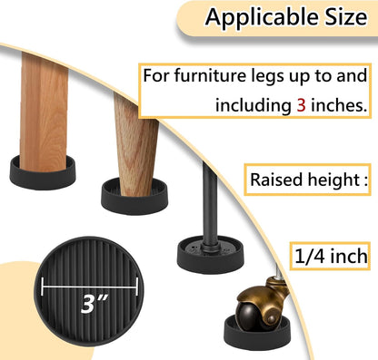 Jayen Rubber Furniture Caster Cups, Non-Slip Round Furniture Pads, 1.5" | Inner & Outer Anti-Slip Texture Helps Keep Beds and Couches from Sliding While Protecting Hardwood, Tile & Other Floors