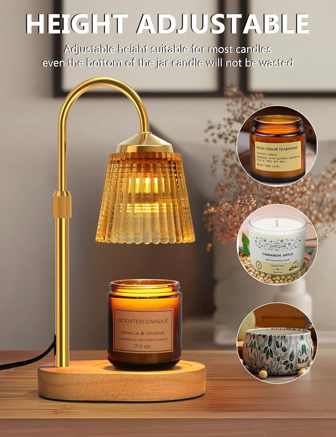 Candle Warmer Lamp with Timer Dimmable, Adjustable Lamp Candle Warmer, Birthday Gifts for Women Mom, Wax Warmer Lamp for Scented Jar, House Warming Gifts New Home Decor