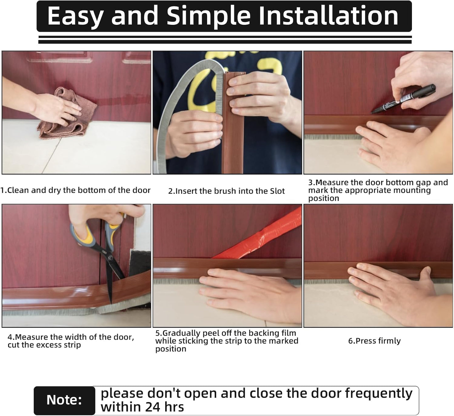 Esufeir 39” Under Door Draft Stopper with Brush,Black | Bottom of Door Sweeps for Exterior & Interior,Gap Filler Sound Blocker Seal Strip,Draft Guard Dust Stopper