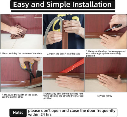 Esufeir 39” Under Door Draft Stopper with Brush,Black | Bottom of Door Sweeps for Exterior & Interior,Gap Filler Sound Blocker Seal Strip,Draft Guard Dust Stopper