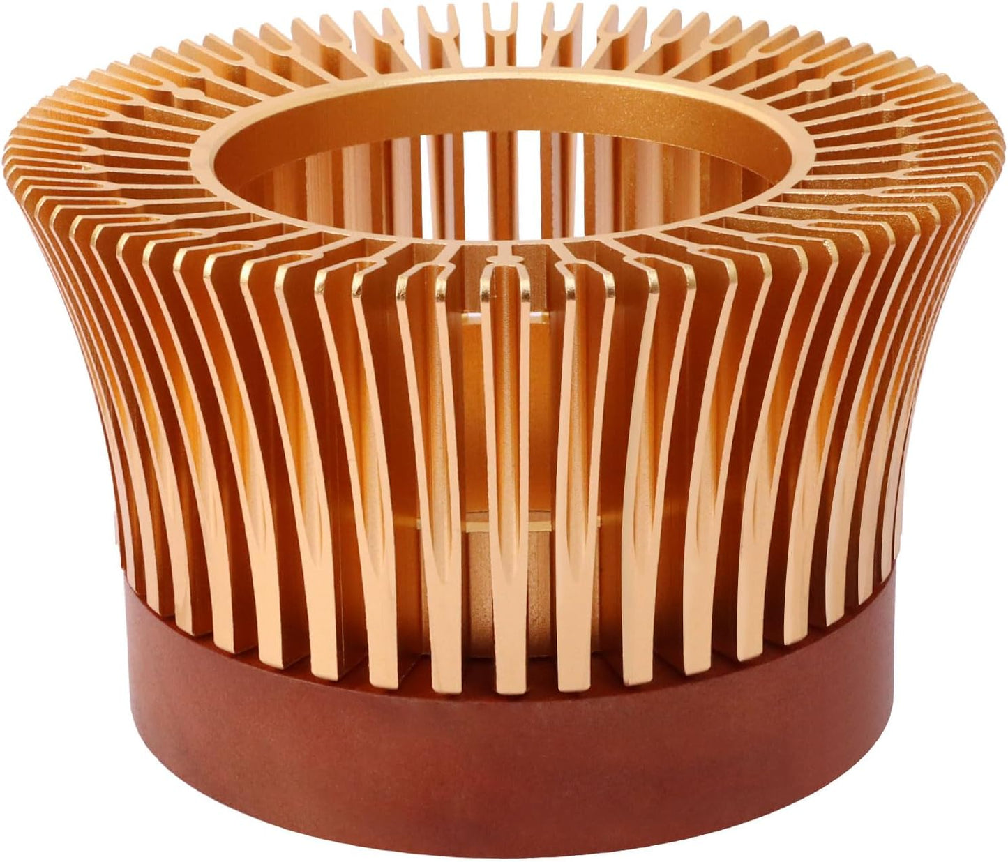 Tea Warmer, Aluminum Alloy & Wood, for Heating Tea Coffee Milk | Magnolia Flower Design, Golden, Short Teapot Warmer for Indoor & Outdoor