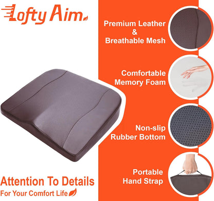 Lofty Aim Car Seat Cushion, Memory Foam Car Seat Cushions for Long Driving | Comfy Car Seat Pillow for Pain Relief, Driver Seat Cushion Adds Height, Butt Cushion for Car, Truck, Office Chair, Black