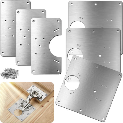 24 Pcs Cabinet Hinge Repair Plate, Stainless Steel Door Hinge Repair Kit with Fixing Screw, Cabinet Replacement Plate Kit for Cupboard, Locker, Doors